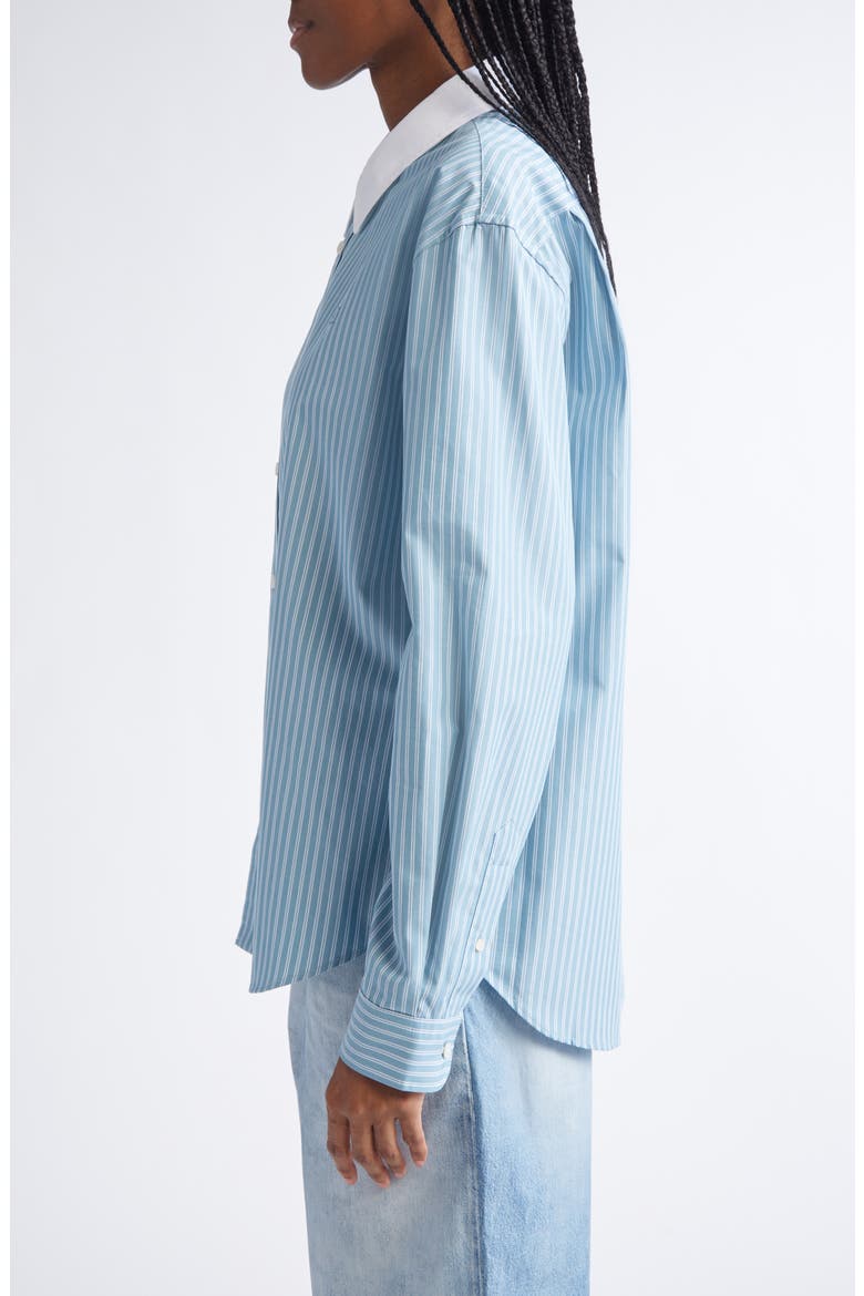 Sunnie Stripe Organic Cotton Poplin Button-Up Shirt, Alternate, color, TURQUOISE BLUE