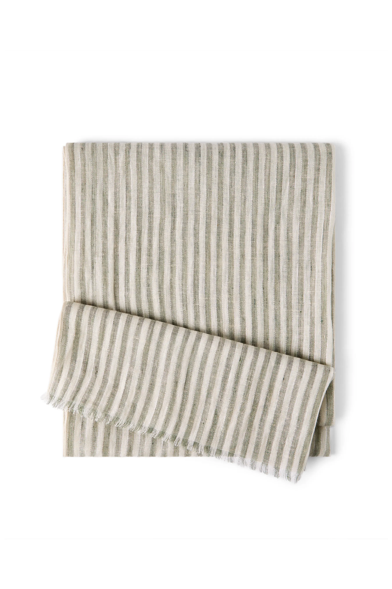 Sparkling striped linen scarf, Main, color, Green