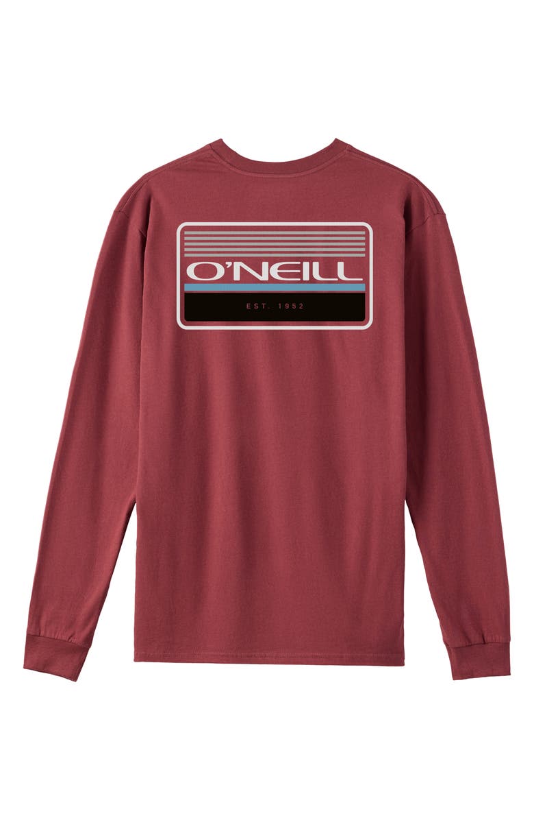 O'Neill Banner Long Sleeve Cotton Graphic T-Shirt, Alternate, color, Oxblood Red
