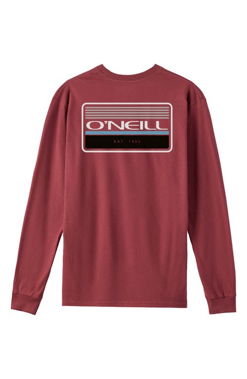O'neill Banner Long Sleeve Cotton Graphic T-shirt In Burgundy