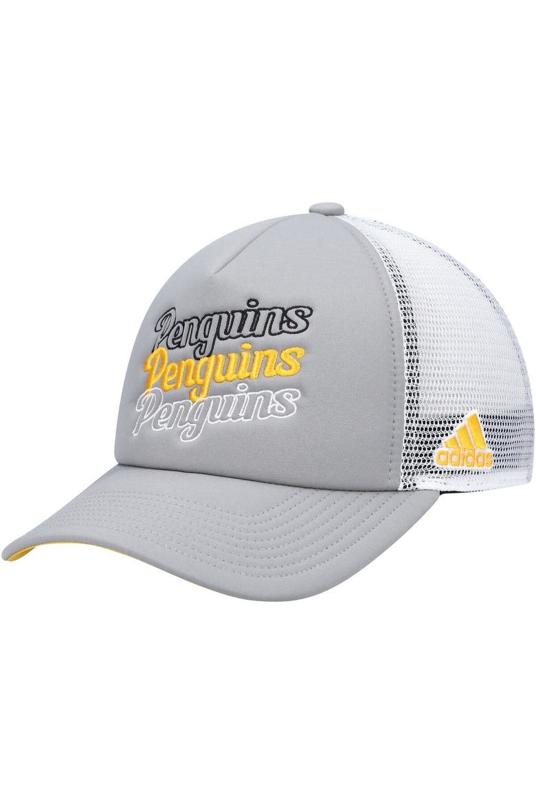 Women's adidas Gray/White Pittsburgh Penguins Foam Trucker Snapback Hat, Main, color, Gray