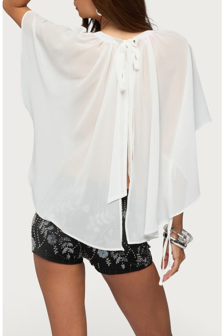 Sable Flowy Asymmetric Chiffon Top, Alternate, color, WHITE