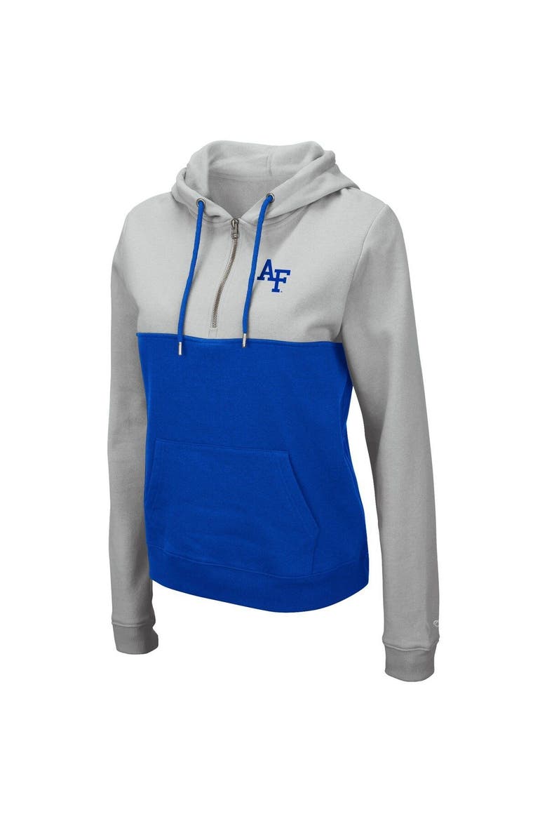 Women's Colosseum Gray/Royal Air Force Falcons Aidan Lightweight Half-Zip Hoodie, Alternate, color, Gray
