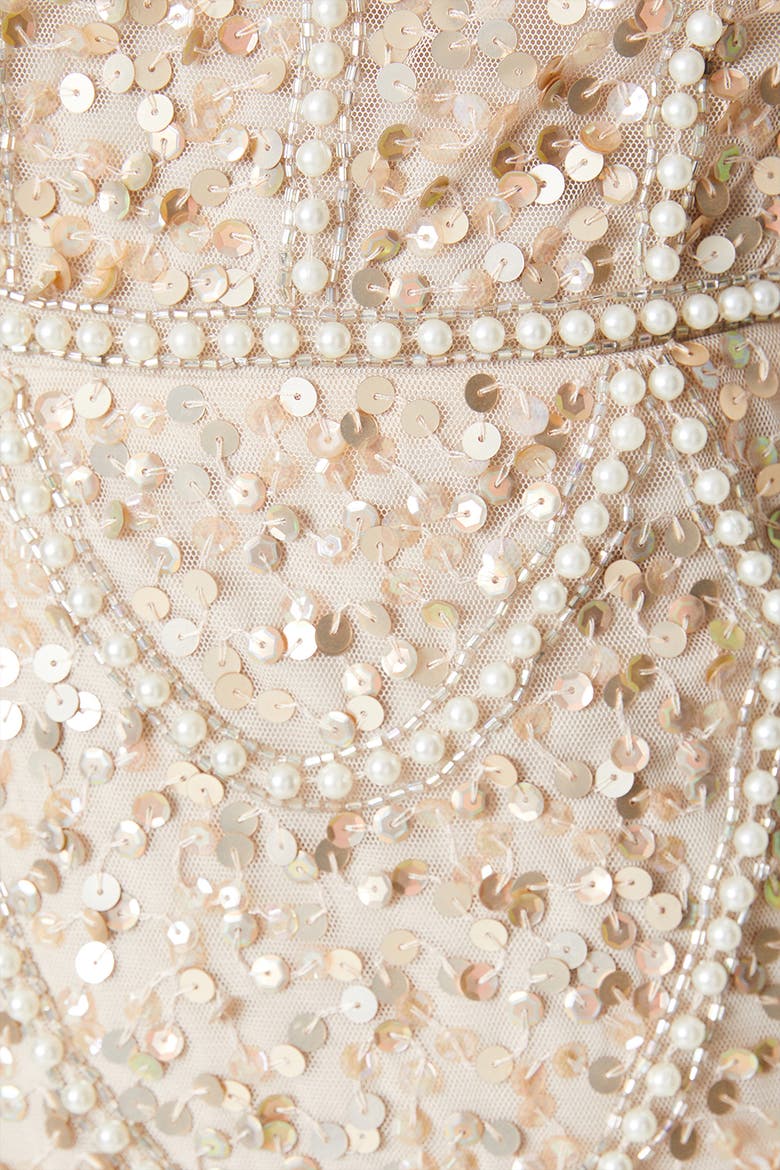 Embellished Pencil Dress, Alternate, color, Champagne
