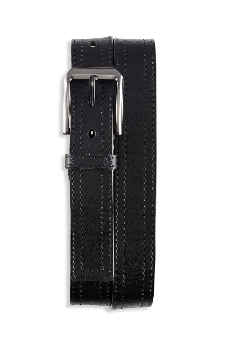 Harbor Bay by DXL Big & Tall Tonal Stitched Belt, Main, color, Black