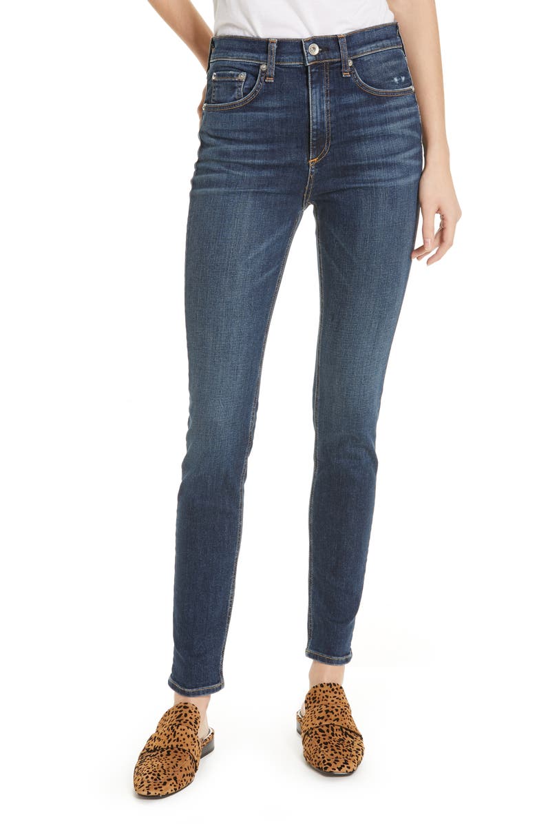 rag & bone Ripped High Waist Skinny Jeans, Main, color,