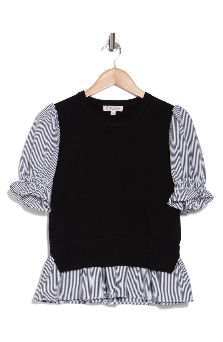 Nanette Lepore Short Sleeve Twofer Sweater, Alternate, color,