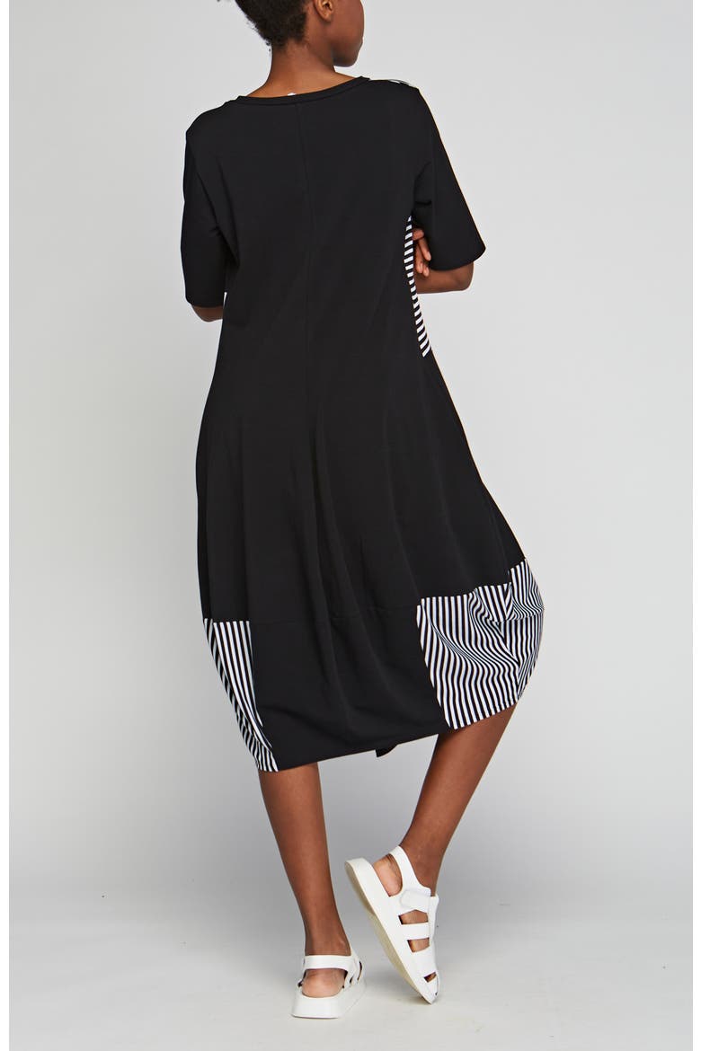 Clarion Striped Viscose Jersey Dress, Alternate, color, Black Striped