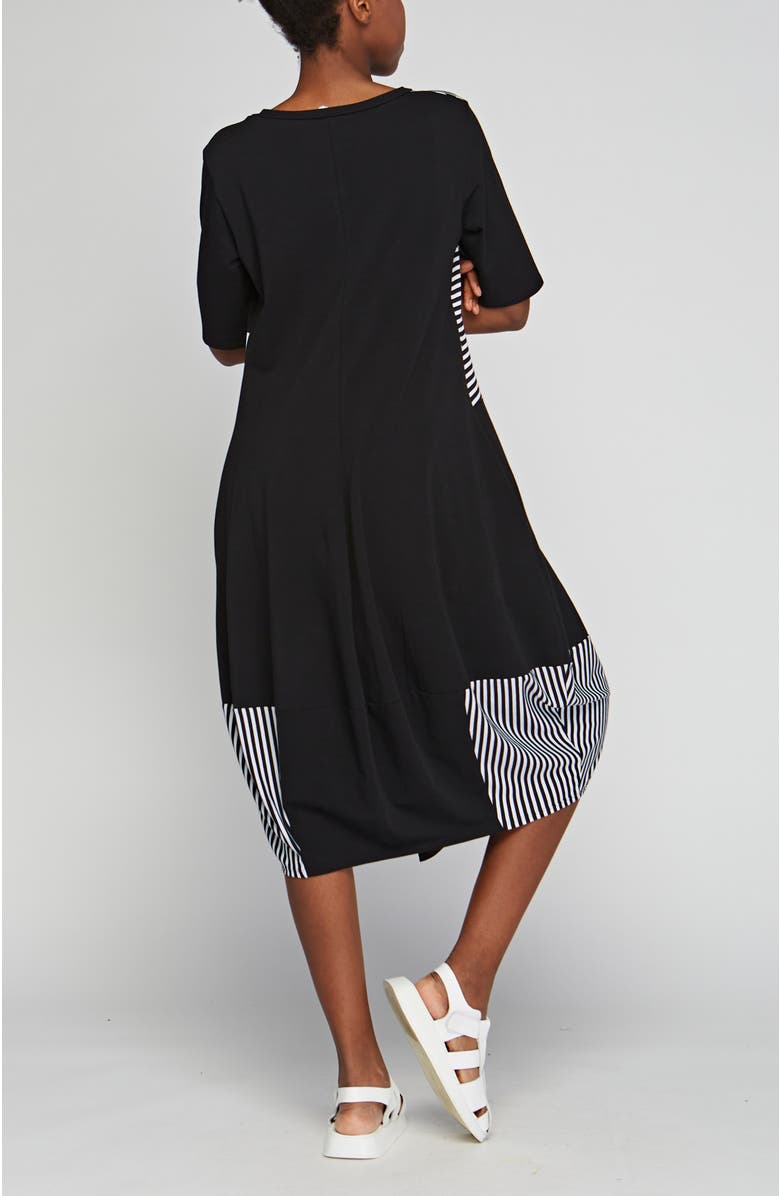 LUUKAA Clarion Striped Viscose Jersey Dress, Alternate, color, Black Striped