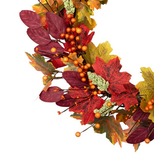 Northlight Leaves And Berries Artificial Fall Harvest Wreath In Multi