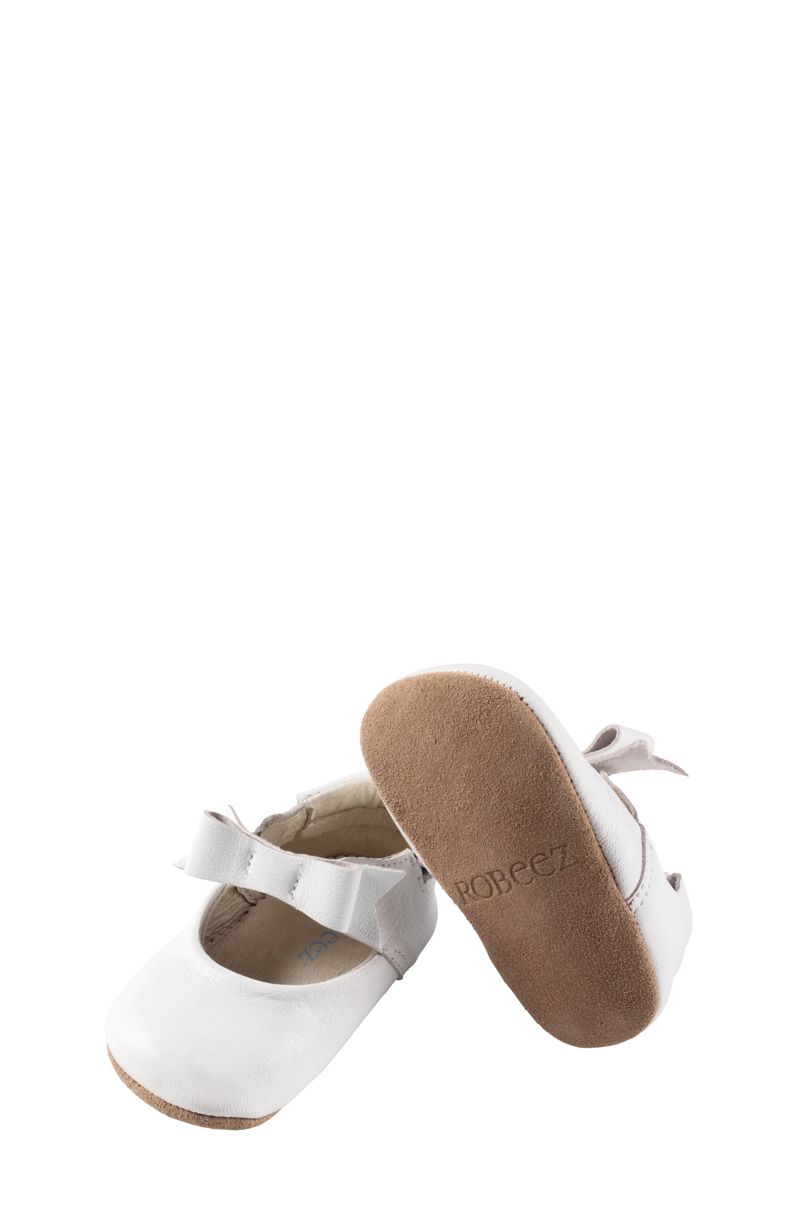 Robeez<sup>®</sup> Sofia Bow Mary Jane Crib Shoe, Alternate, color, White
