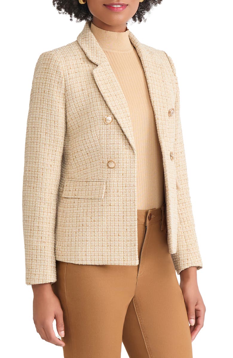 Jones New York Tweed Blazer, Alternate, color, Cafe Au Lait Multi