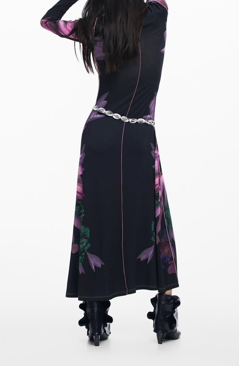 Desigual Long Sleeve Maxi Dress, Alternate, color, Black