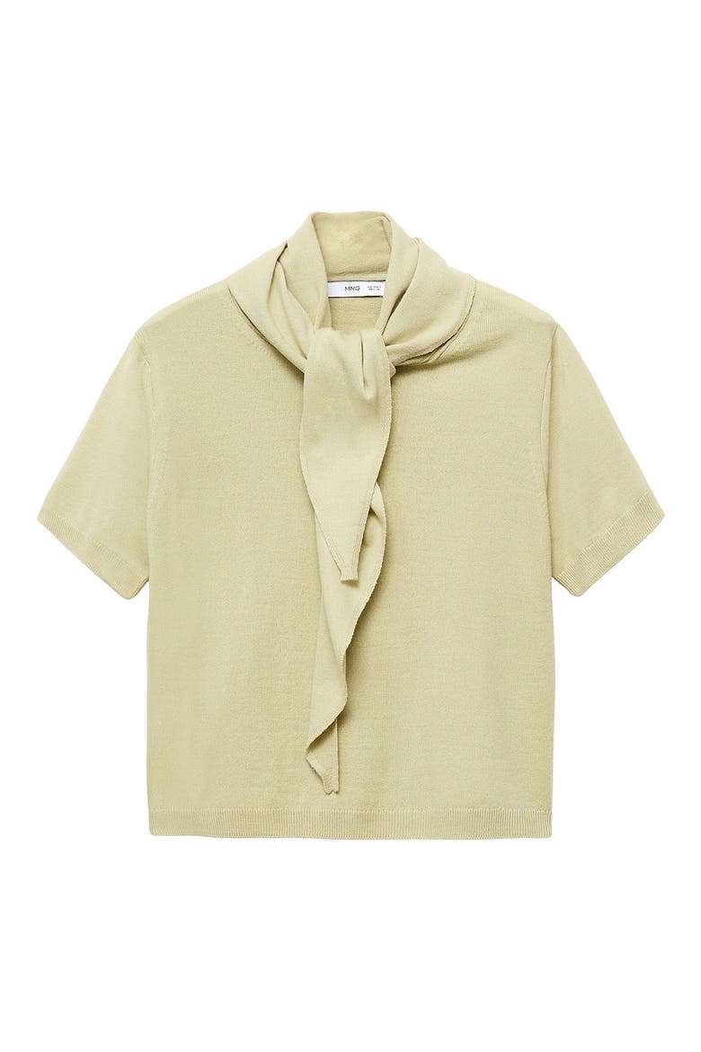 Short Sleeve Sweater with Scarf, Alternate, color, PASTEL GREEN