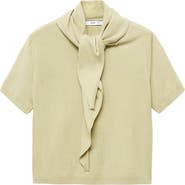 MANGO Short Sleeve Sweater with Scarf