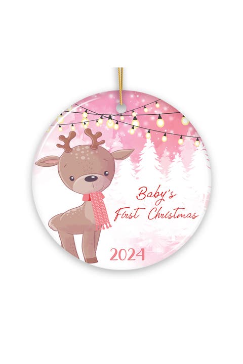 Babys First Christmas Reindeer Ornament - Female