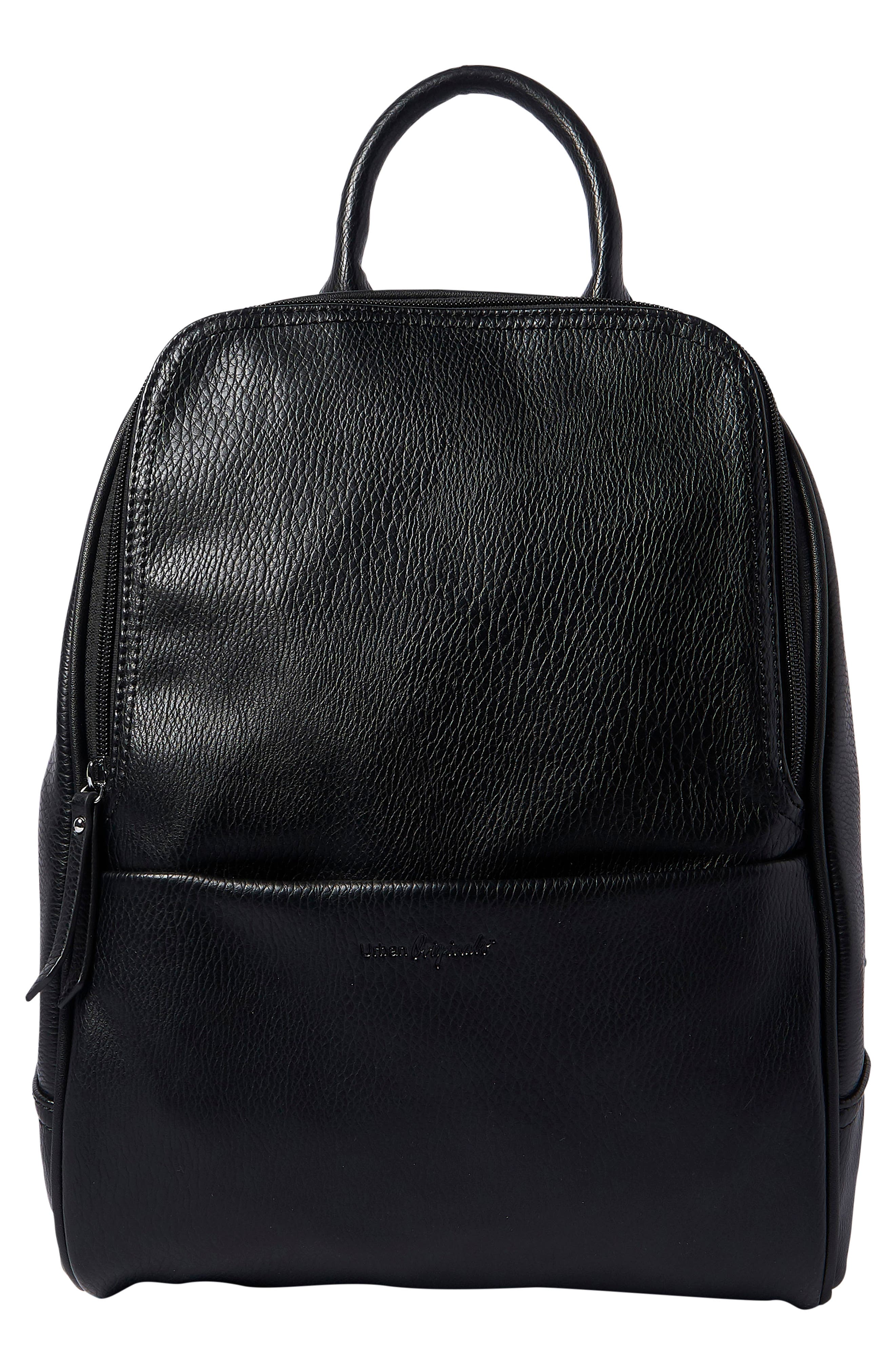 Vegan Leather Movement Backpack, Main, color, BLACK