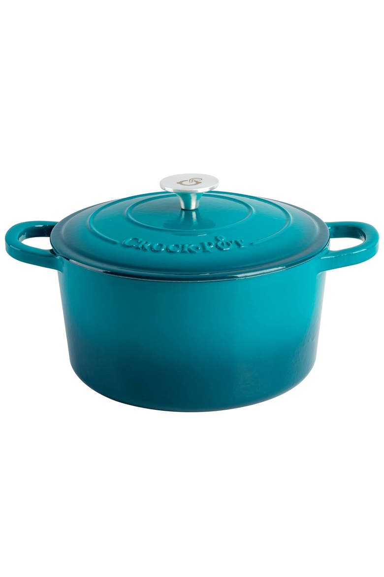 7 Quart Round Enameled Cast Iron Dutch Oven with Lid, Main, color, Blue