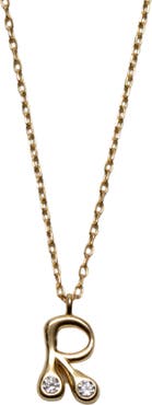 Argento Vivo Sterling Silver Cubic Zirconia Bubble Initial Necklace