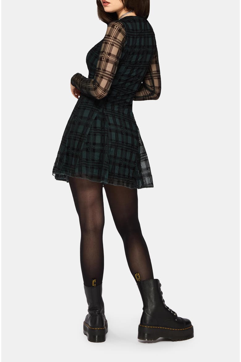 Vesica Flocked Mini Dress, Alternate, color, Green