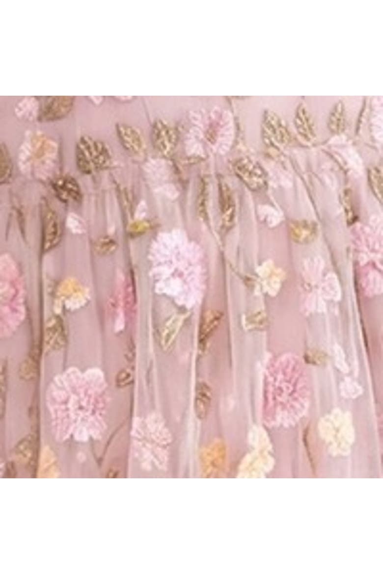 Trailing Roses Long Sleeve Maxi Gown, Alternate, color, Shell/Multi