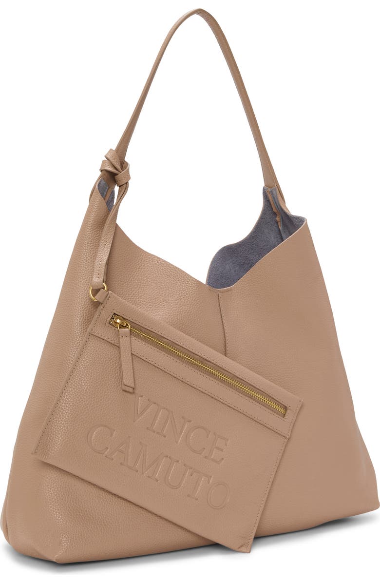 Vince Camuto Jenna Pebble Leather Hobo Bag, Alternate, color, Medium Brown