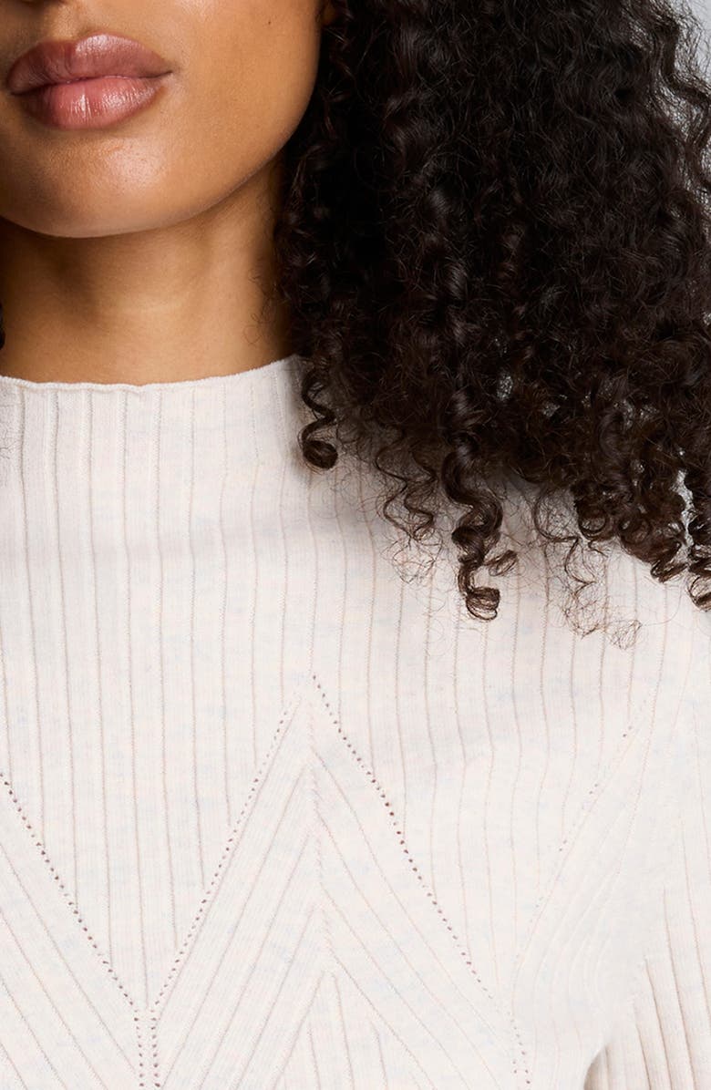 Kenneth Cole Mock Neck Chevron Rib Sweater, Alternate, color, Almond Milk Heather