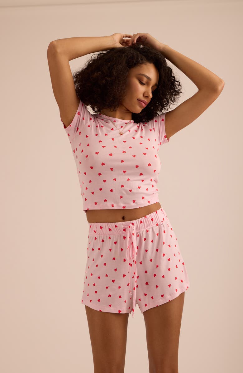 Hanky Panky Unwind Drawstring Shorts, Alternate, color, So In Love Pink