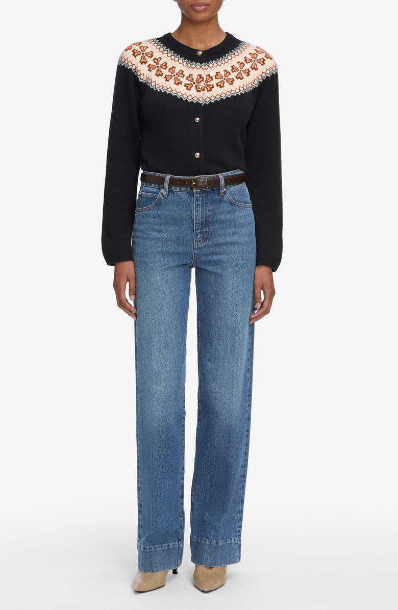 FRAME The Fair Isle Cashmere Cardigan, Alternate, color, Navy