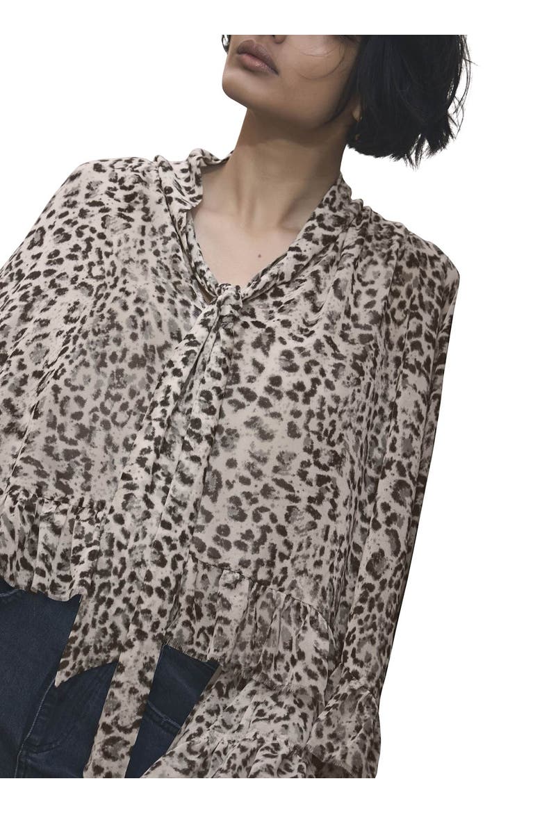 Leopard Print Ruffle Blouse, Alternate, color, Camel
