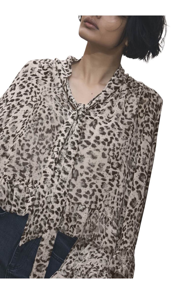 MINT VELVET Leopard Print Ruffle Blouse, Alternate, color, Camel