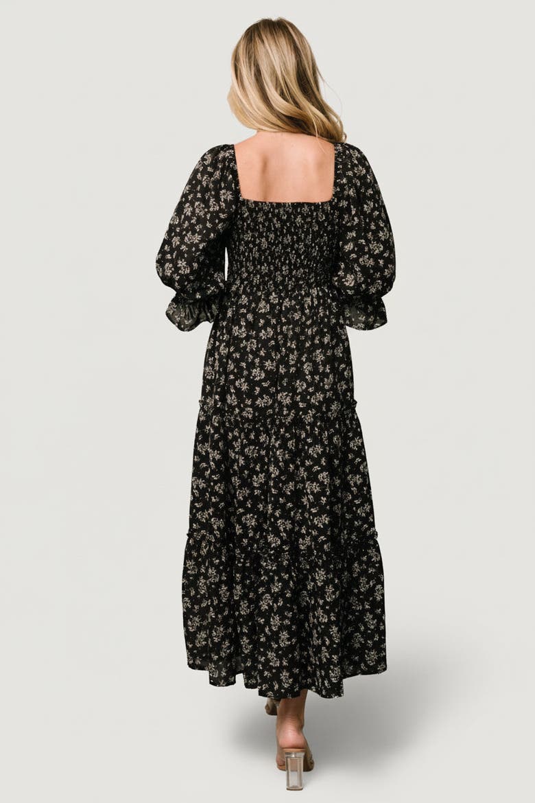 Margareta Tiered Dress, Alternate, color, Black Floral