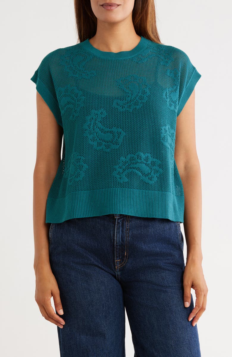 DR2 by Daniel Rainn Cotton Paisley Sweater Tank, Main, color, Light Inkwell
