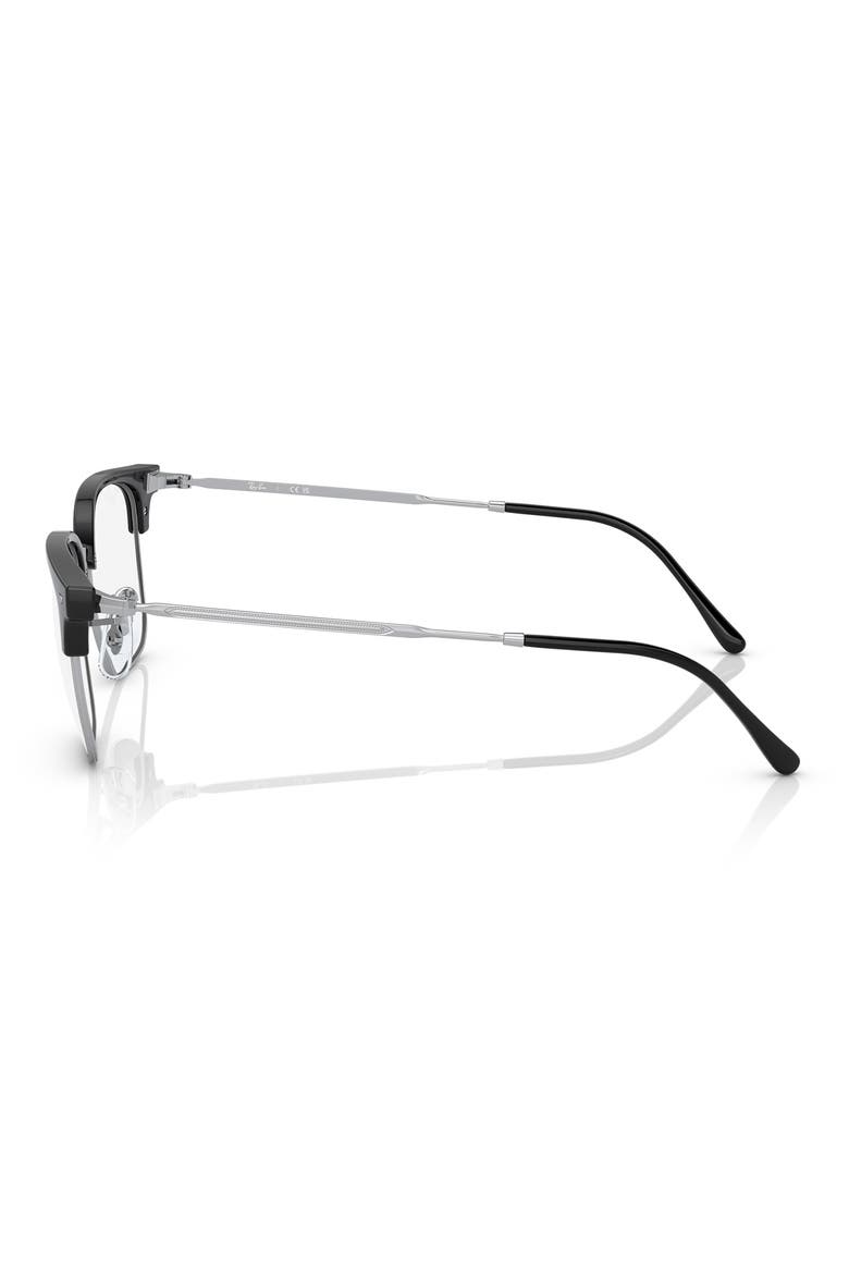 New Clubmaster 51mm Square Optical Glasses, Alternate, color, BLACK SILVER