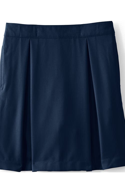 Lands' End School Uniform Girls Solid Pleated Skort Top Of Knee In Blue