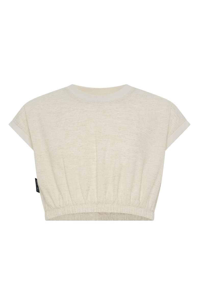 TINY TRIBE Kids' Cotton & Linen Elastic Waist Crop Top, Main, color, White