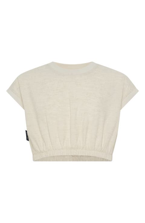 Kids' Cotton & Linen Elastic Waist Crop Top (Toddler & Little Kid)