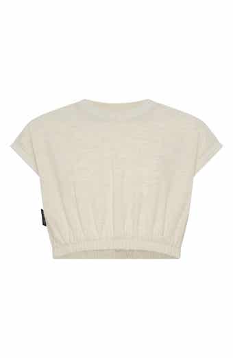 TINY TRIBE Kids' Cotton & Linen Elastic Waist Crop Top