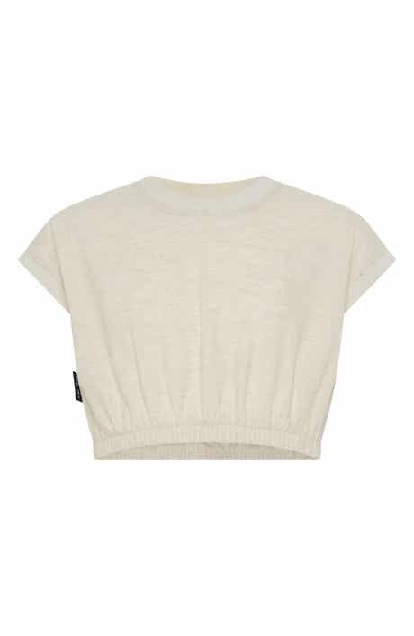 TINY TRIBE Kids' Cotton & Linen Elastic Waist Crop Top