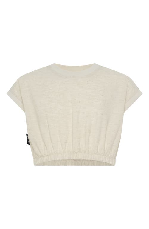 Tiny Tribe Kids' Cotton & Linen Elastic Waist Crop Top In White
