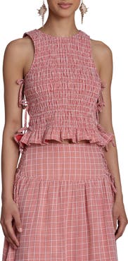 Avec Les Filles Smocked Sleeveless Top