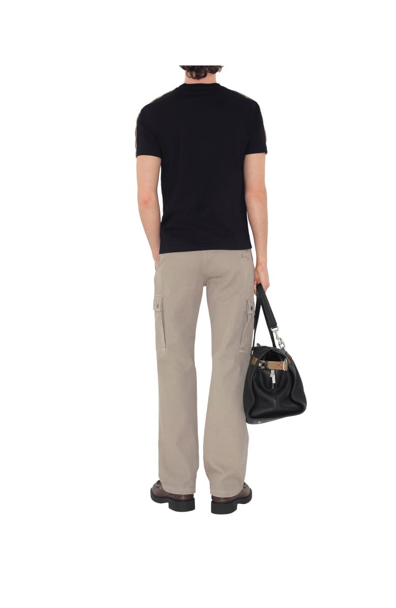 Burberry Check Trim Cotton T-shirt, Alternate, color, Black