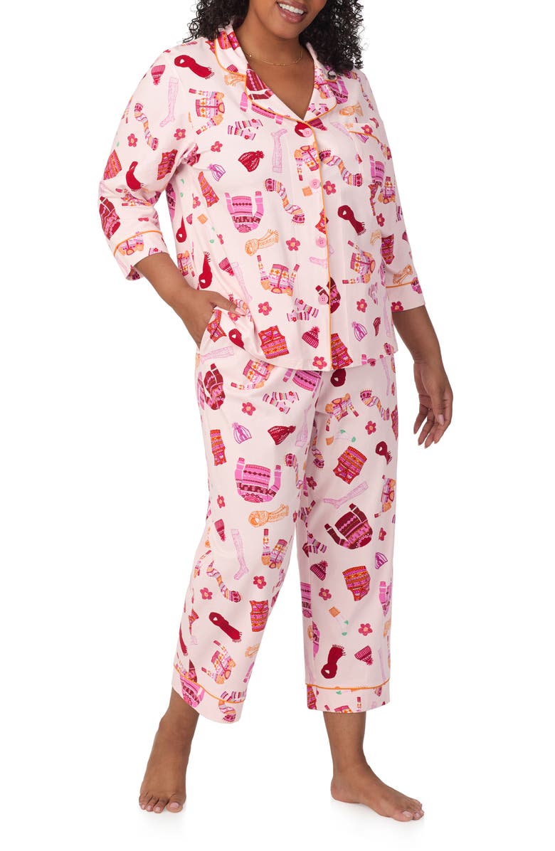 BedHead Pajamas Print Jersey Crop Pajamas, Alternate, color, 