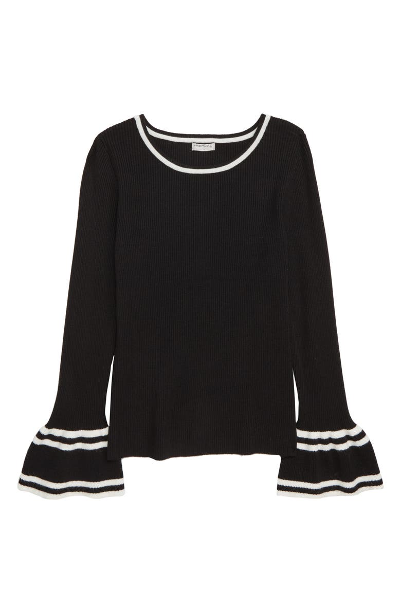 Habitual Girl Habitual Kids Rylie Bell Sleeve Ribbed Sweater, Main, color,