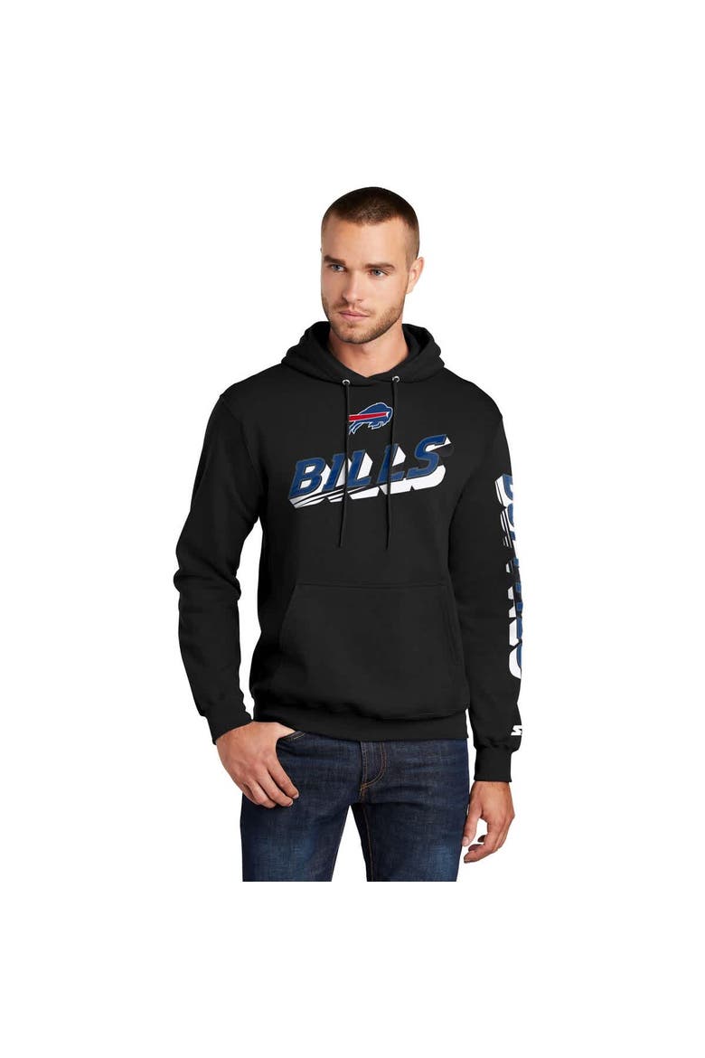 Men's Starter Black Buffalo Bills Wordmark Logo Pullover Hoodie, Main, color, Black