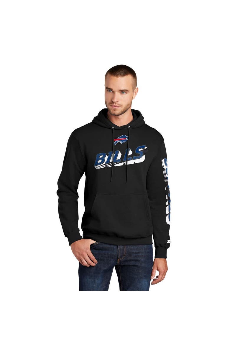 STARTER Men's Starter Black Buffalo Bills Wordmark Logo Pullover Hoodie, Main, color, Black