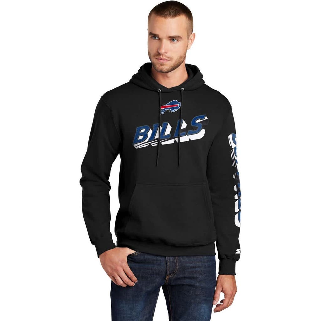 Starter Black Buffalo Bills Wordmark Logo Pullover Hoodie In Black