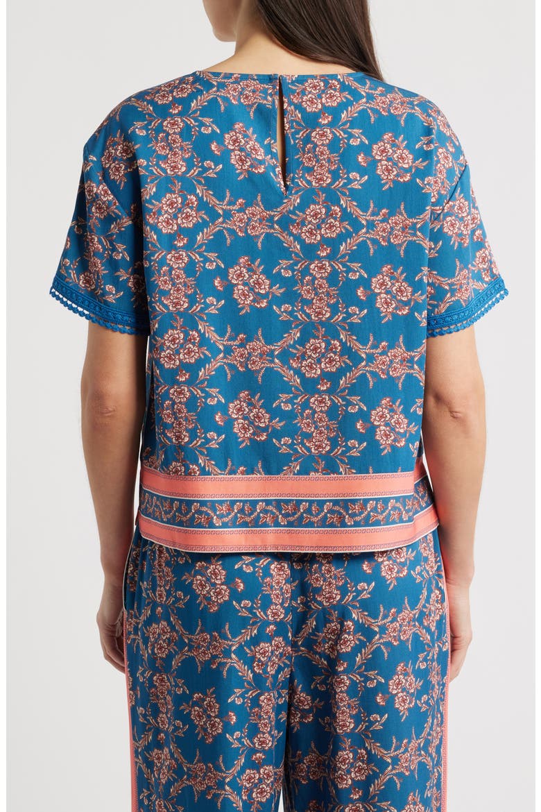 Floral Woven Top, Alternate, color, CADET BLUE/ DUSTY PINK