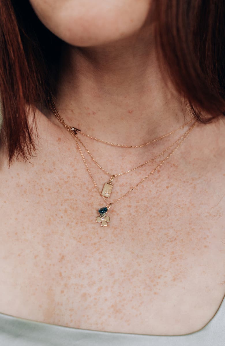 Anzie x Mel Soldera Clover Charm Necklace, Alternate, color, Blue