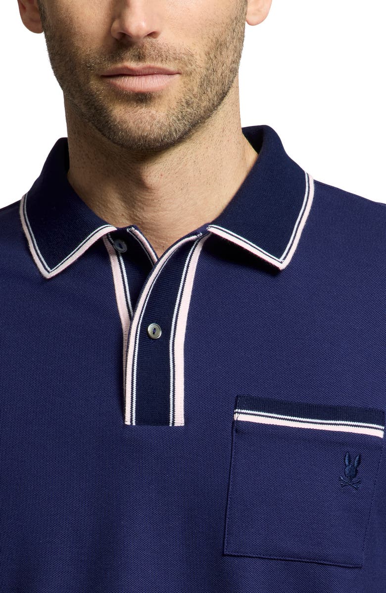 Psycho Bunny Bradford Tipped Piqué Knit Polo, Alternate, color,